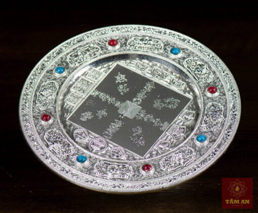 Bộ cúng dàng Mạn đà la cỡ nhỏ mạ bạc (10cm) - Ảnh 3