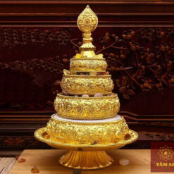 Bộ cúng dàng Mạn đà la 37 tòa bằng hợp kim màu vàng